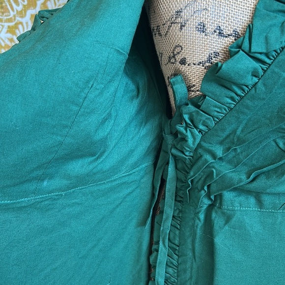 Elizabeth Wilson Designs Jillian Green Fit & Flare Wrap Dress Sz S MISSING SASH - Picture 3 of 12